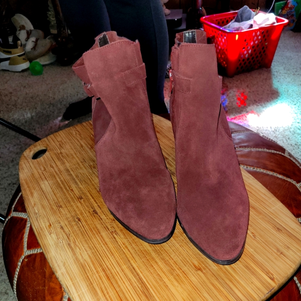 Marlette & Spruce - Emily Suede Buckle Booties - Burgundy size 11
